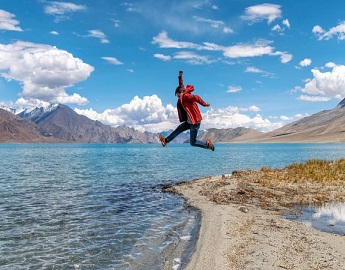 A Boy Jumping in River